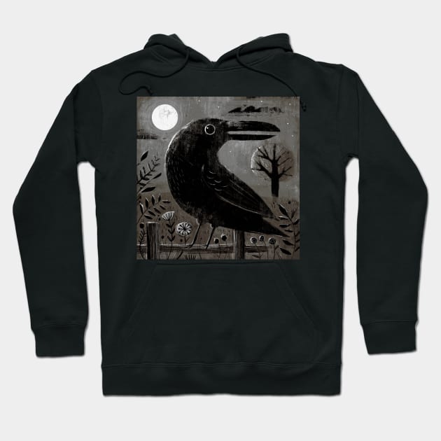 Crow in the Moonlight Hoodie by Gareth Lucas